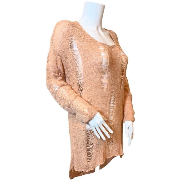 #T25 The Buckle Aggie Light Orange Destructed Tunic Sweater SZ S $69 - Picture 9 of 10